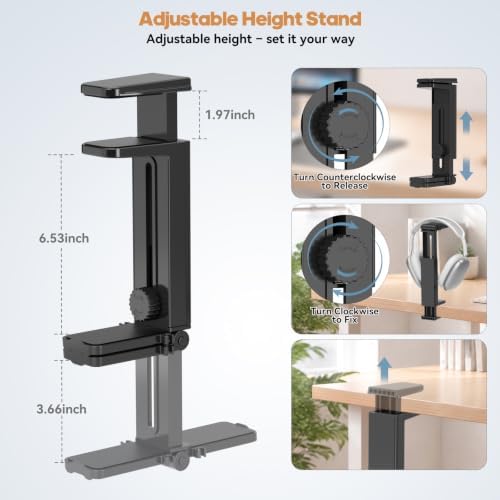 Dual Headphone Stand for Desk, 360° Rotatable & 180° Flippable Holder - Image 3