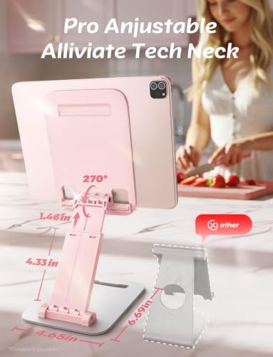 LISEN for iPad Stand Adjustable Tablet Holder Desk, iPad Accessories Pink - Image 6