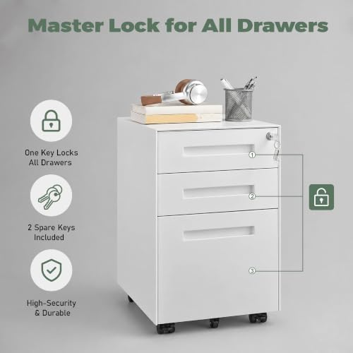 Fully Assembled Home Office Filing Cabinet with Lock - Image 7