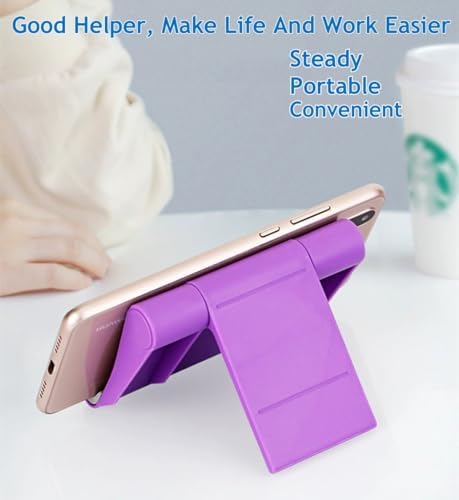 Cell Phone Stand for Desk 2 Pack Mobile Phone Holders Desktop Tablet Stand, Foldable Phone Dock Universal Adjustable Tablet Stand for Desk (Pink+Purple) - Image 3
