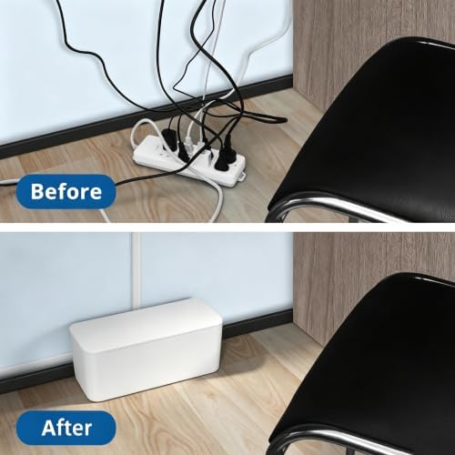ZhiYo 2 Pack Cable Management Box, Medium & XL, Power Strip Organizer White - Image 7