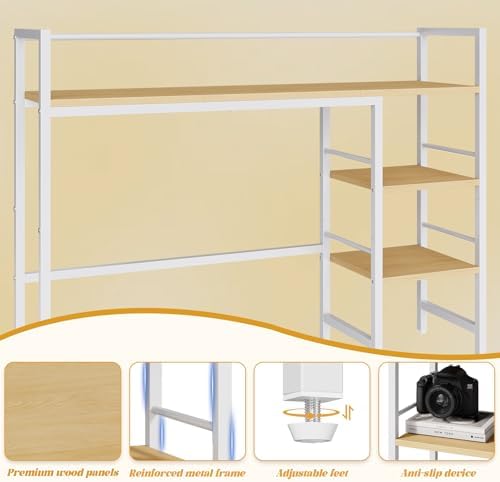 Desk Shelf, 38.6 Inch Wood Desk Organizer Shelf for Computer Monitor, Desk Hutch Storage, Desktop Shelf for Top of Desk, 3 Tier Desktop Bookshelf for Home Office Dorm, White - Image 5