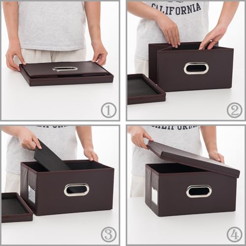 Leather Foldable Storage Boxes with Lids,Closet Storage Bins 15L - Image 5