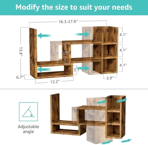 NUTIKAS Desk Shelves Desktop Organizer Shlef - Rustic Office Organization for Top of Desk Organizers and Accessories Corner Bookshelf Table Top Shelving Small Hutch Decorations for Office - Image 2