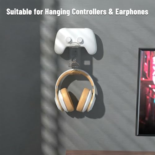 NiHome Controller Holder Wall Mount, Dual Gamepad Headphone Hanger Xbox PS5 - Image 3