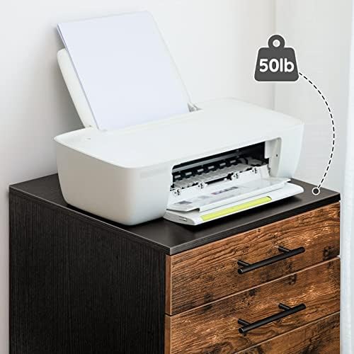 HOOBRO 5-Drawer File Cabinet, Office Filing Cabinet with Drawers, Wooden Mobile Storage Cabinet with Wheels, for Makeup, Home Office, Easy Assembly, Rustic Brown BF05WJ01G1 - Image 6