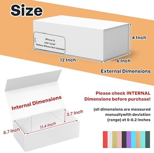 5 Pack White Gift Box, 12x6x4'' Gift Boxes with Lids for Presents - Image 2
