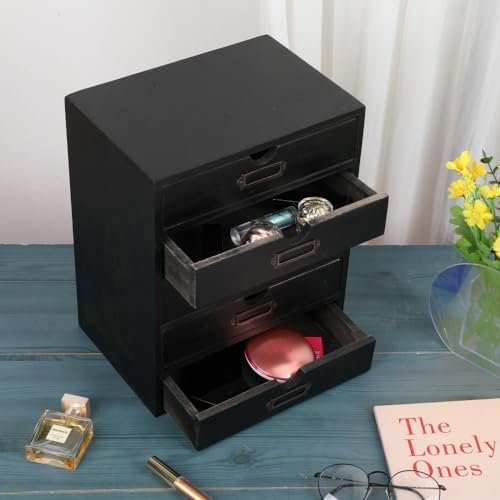 Small Wooden Drawers Wooden Box with Drawer, Black 5 Wood Drawer - Image 4