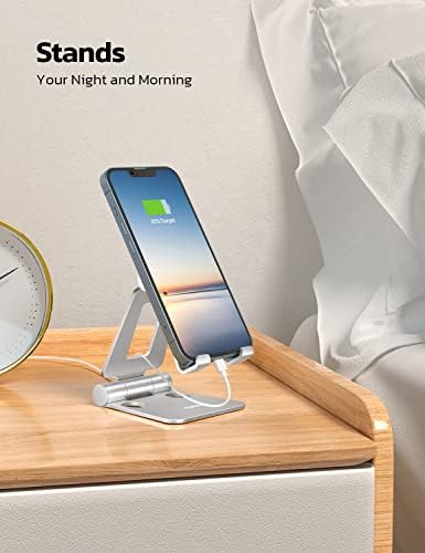 Nulaxy 2 Pack Aluminum Dual Folding Cell Phone Stanr for Desk, Silver - Image 4