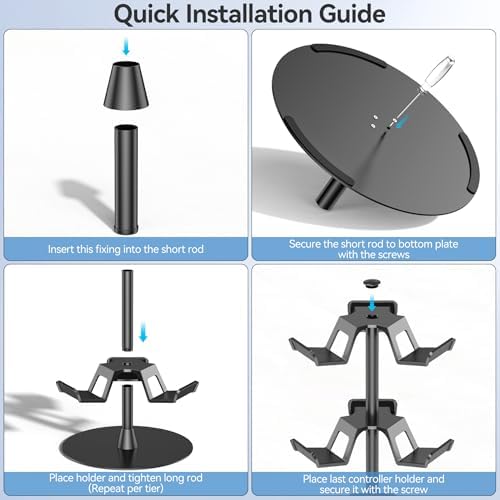 Headset Stand 3 Tiers for Desk, Rotatable Gaming Controller Stand for PS5/PS4/Xbox/Switch2/PS Portal/Phone, Universal PC Gamer Gift Accessory Controller/Headphone Holder for 9 Packs Controller - Image 5