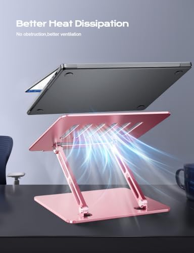 Aluminum Laptop Stand, Laptop Stand for Desk Ergonomic -Pink - Image 4