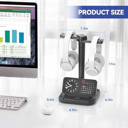 KDD Dual Headphone Stand for Desk - Rotatable Headset Hanger with Phone Holder - Removable Non-Slip Base for Gamers Desktop Accessories - Image 2