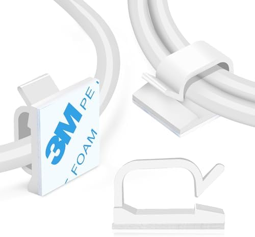 XHF 120PCS 5/8” White Adhesive Cable Wire Wall Light Clips, Cord Holder by XHF