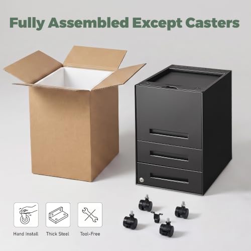 Fully Assembled Home Office File Cabinet with Lock - Image 4
