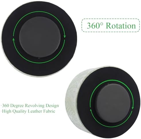 Remote Control Holder, 360°Spinning PU Leather Desk TV Remote Caddy,Desk Storage Box Room Accessories for Controller, Media,Mail,Calculator, Mobile Phone,Pencil(1B-Carved1 Green) - Image 4