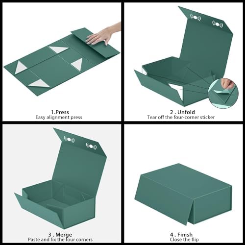 RYDDOY 5 Pack Green Gift Box, 13.8x9.5x4.3'' Large Gift Boxes with Lids - Image 5