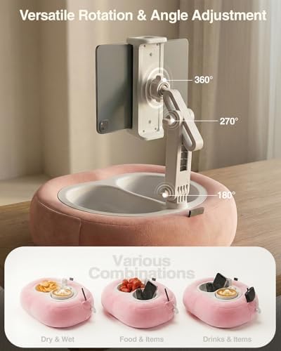 Miledi Tablet Pillow Stand for Bed with 360° Rotating Holder, Pink - Image 6