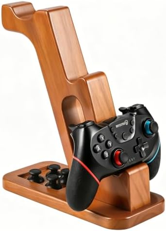 DEQIANG Solid Wood Headphone Stand with Dual Controller Holder (Set-2) by DEQIANG