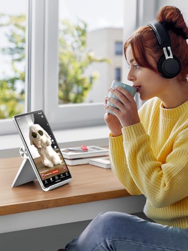 UGREEN Tablet Stand Holder Adjustable Portable Desktop Dock Office Compatible with iPad Pro 11 9.7 10.5 Air Mini 5 4 3 2 iPhone 18 17 16 15 14 13 12 White - Image 5