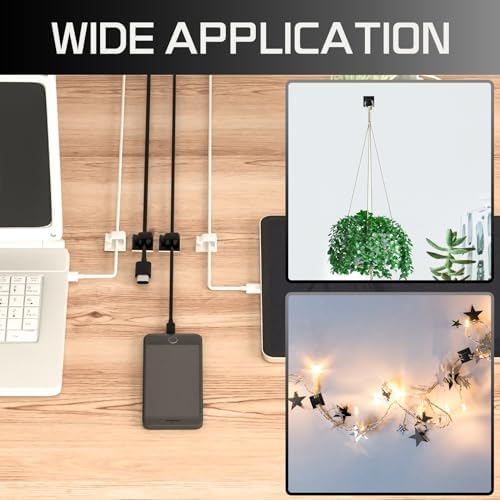 KGROTE 100PCS Cable Clips, Adhesive Wire Clips Strong Cord Clips Wire Holders, Cable Management Clips for Desk, Wall, Car, TV, Ethernet Cable (Black, Medium) - Image 4