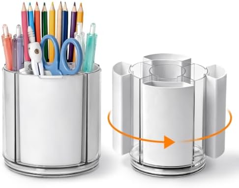 360° Rotating Pen Holder for Desk Adjustable Pencil Organizer, Gray-White by Anyoifax