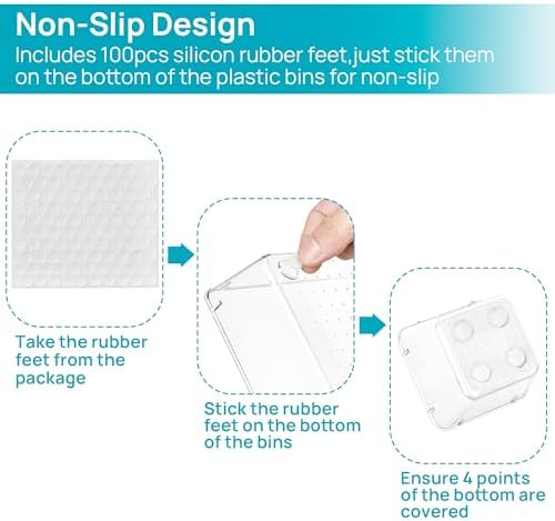 Vtopmart 25 Pack Clear Plastic Drawer Organizers with Non-slip Rubber Pads - Image 4