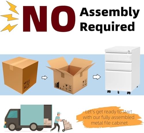 Mobile File Cabinet for Home Office, Lockable 3 Drawer Filing Cabinet with Wheels for A4-Size/Letter-Size/Legal-Size, Fully Assembled Except Casters, White - Image 4