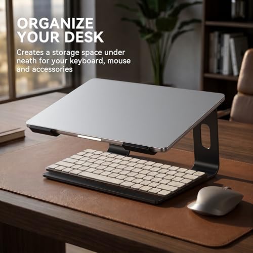 SOUNDANCE Laptop Stand, Aluminum Ergonomic Desk Riser, 10-15.6",Black - Image 5