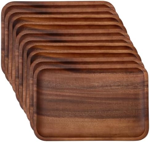 10 Pack Serving Acacia Wood Valet Tray for Men Women, Catch All Acacia Mens Key Dump Bedside Nightstand Organizer EDC Decorative Wooden Tray for Phone Watch Wallet Keys Jewelry by Velinjowy