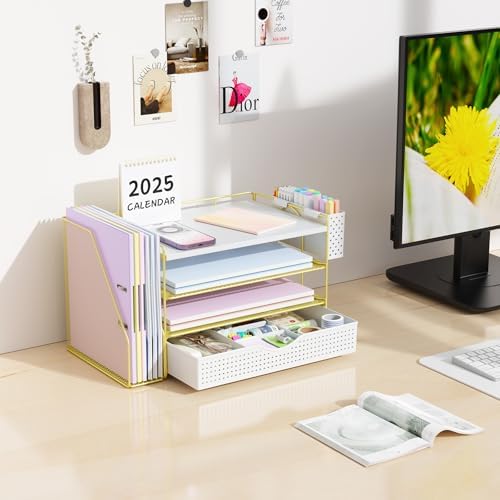 Wood Desk Organizers and Accessories with File Holder & Catalog Racks - Image 4