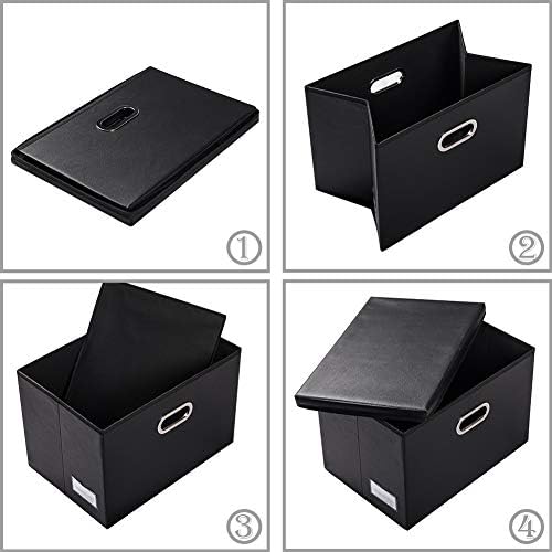 Leather Foldable Storage Bins with Lids,Closet Storage Boxes 40L - Image 5