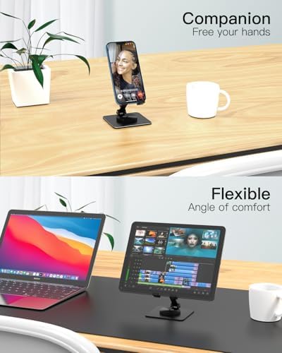 Adjustable Phone & Tablet Stand, Fits 4–9.7in Devices, Black - Image 6