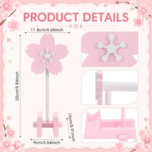 Mifoci Pink Sakura Headphone Stand with Gaming Controller Holder, Cute Wooden Controller and Headset Stand, Pink Computer Gaming Equipment Accessories for Office, Desk, Women Gamer, Birthday Gift - Image 2