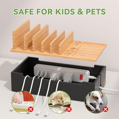 Cord Organizer Box with 6 Wire Cables-Natural + Black - Image 4