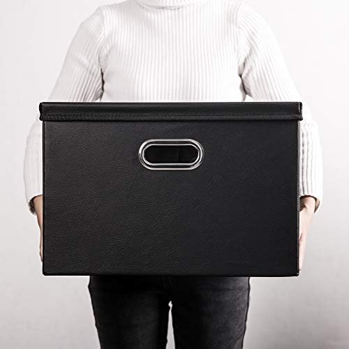Leather Foldable Storage Bins with Lids,Closet Storage Boxes 40L - Image 7