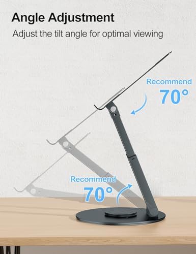 tounee Telescopic Laptop Stand for Desk with 360° Swivel Base, Sit to Stand, Height Adjustable, Portable Riser Holder for Good Posture, Compatible with MacBook Pro, All Laptops 10-17"-Gray - Image 5