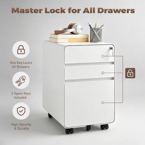 3 Drawer Mobile File Cabinets for Home Office - Image 4