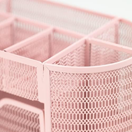 BLU MONACO | Pink Desk Organizers Metal Mesh Stationery Holder | Wire Mesh Desk Organizer with Compartments | Desk File Folder Organizer for Office Accessories - Image 5