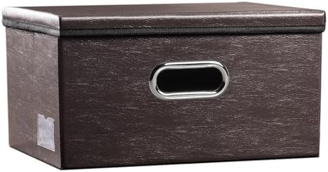 Leather Foldable Storage Boxes with Lids,Closet Storage Bins 15L by Prandom
