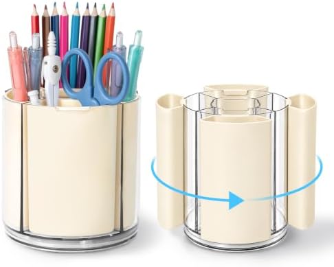 360° Rotating Pen Holder for Desk Adjustable Pencil Organizer, Beige by Anyoifax