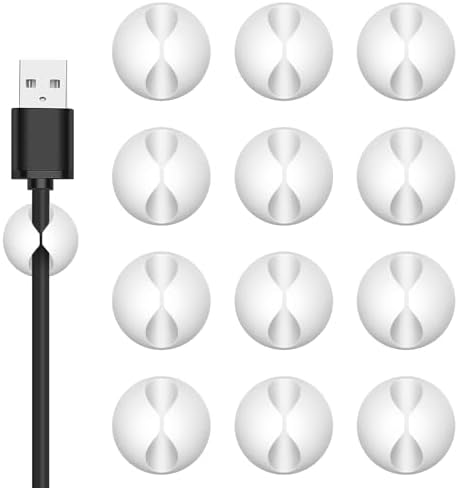 12PCS White Adhesive Cable Clips Cord Organizer for Wire Management by Flezoo