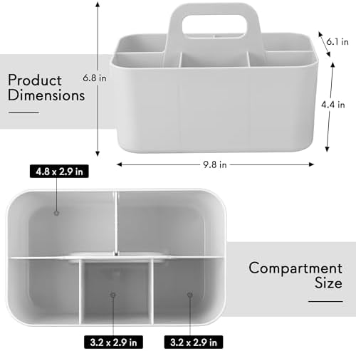 Tiawudi Multipurpose Caddy Organizer, Plastic Caddy with Handle, Stackable Desk Organizer for Stationery, Marker and Pencil, Office Supplies Organizer, Dorm Caddy (Pack of 2) - Image 2