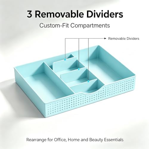 Monitor Stand with Drawer and 2 Pen Holders (Blue) - Image 4