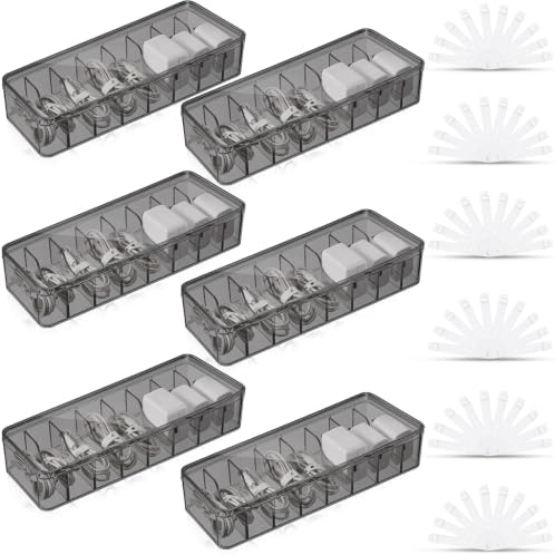 Tatuo Cord Organizer Box with Lid, Gray, 6 Pack by Tatuo
