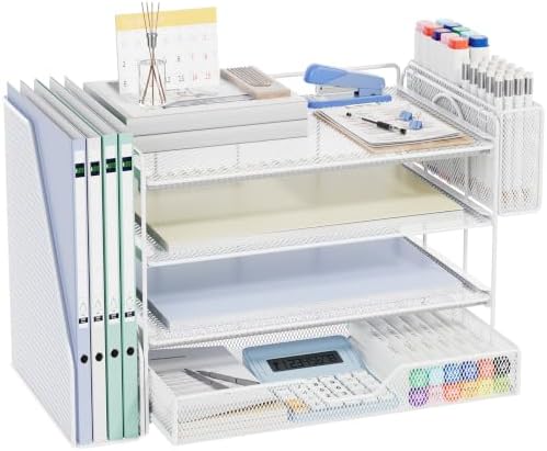 4-Tier Desk File Organizer with Drawer & Pen Holder (White) by Illuminatinglifewiththewarmthandloveoflight