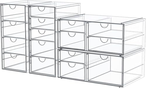 Acrylic16-Drawer Storage & Makeup Organizer for Desk by shoeboxesanddeskorganizers