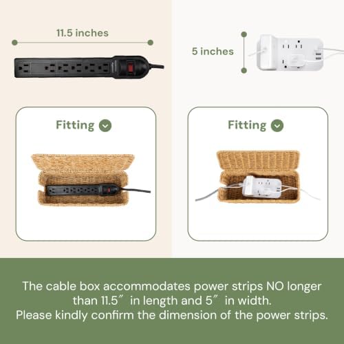 Cable Management Box, Handmade Rattan Cord Organizer for Power Strip - Image 4