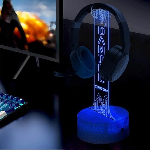 Custom Light up Headphone Stand for Desk, Personalized LED Headphone Stand with Name, Gaming Headset Holder RGB with 16 Color Lights for Game Room Decor, Cool Gamer Gifts for Men Boyfriend - Image 3