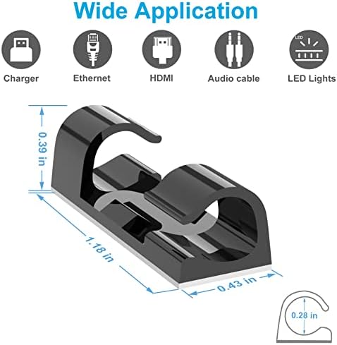 TidyHelper Adhesive Cable Clips Black (60PCS, M), Indoor/Outdoor - Image 4