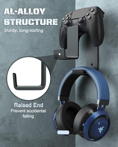 MoKo Controller Wall Mount, Dual Gamepad Headphone Hanger for Xbox PS5 - Image 3